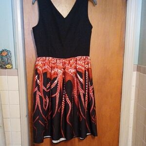 Black and Red Octopus Print Dress
